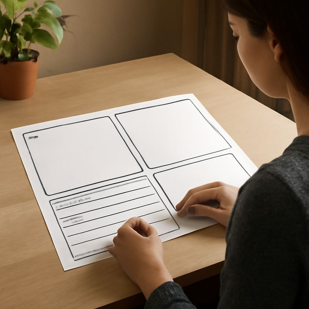 Character profile worksheet with foil relationship fields
