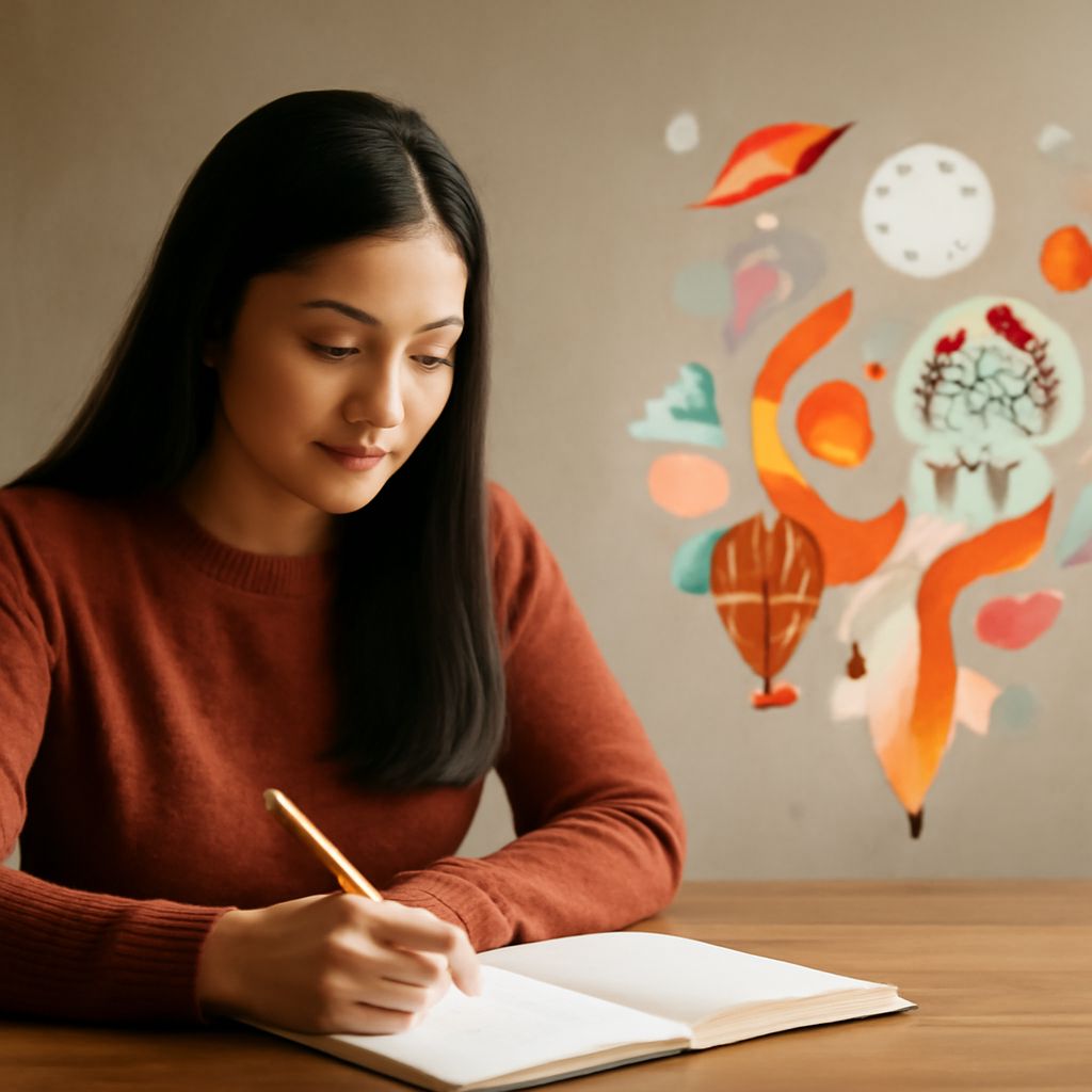 Writer drafting a personal narrative essay introduction at a desk
