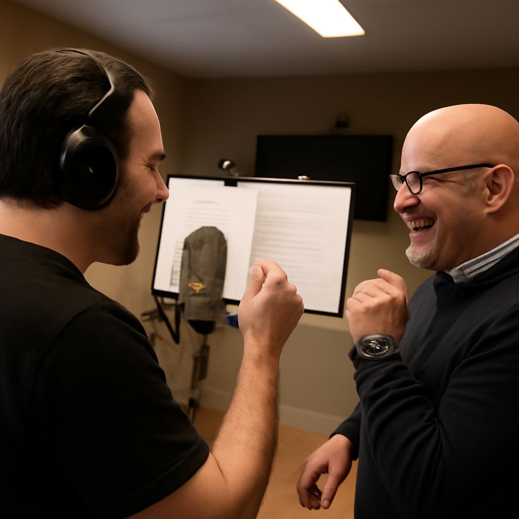 Beginner practicing voice acting scripts for commercial, narration, and character reads