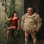 A colorful scene from a British pantomime performance