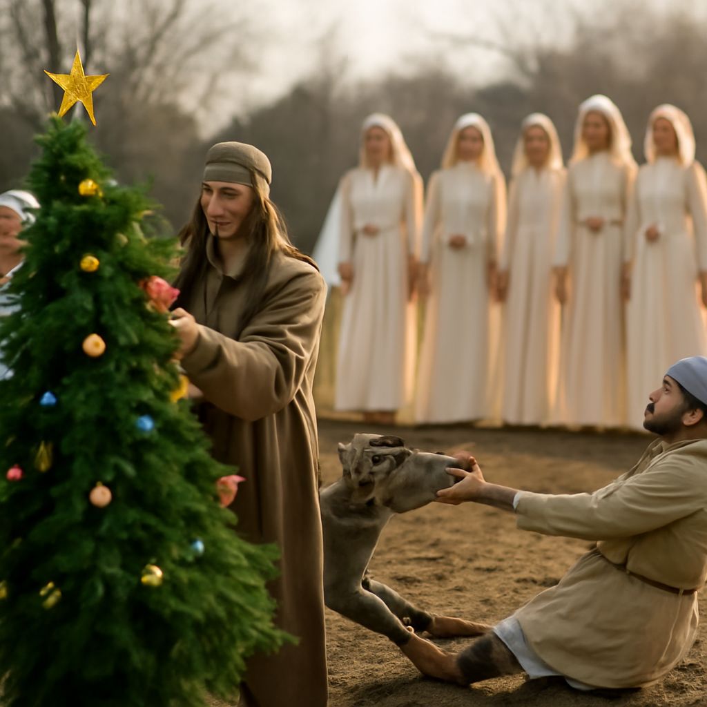 A church group performing a Christmas skit